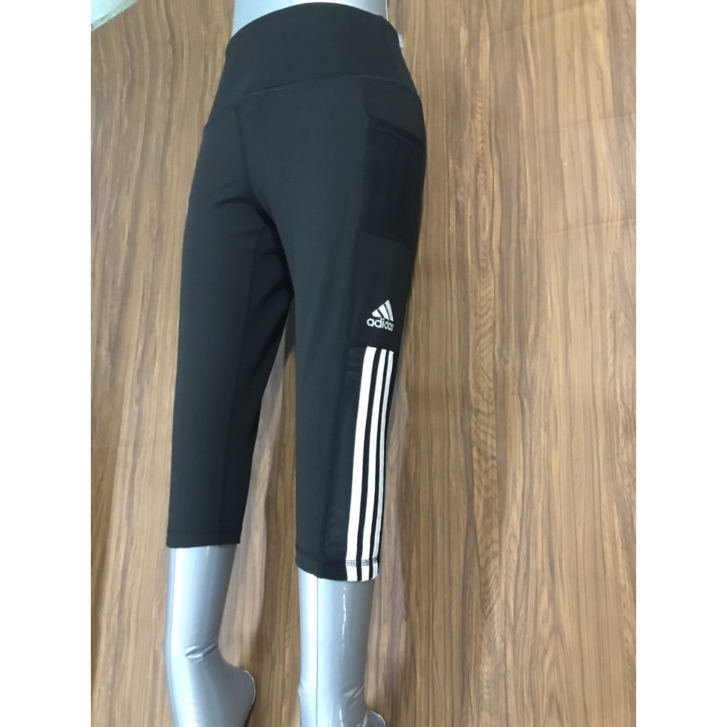 Quần tập gym, yoga, erobic, quần tập lửng adidas mầu đen 3 sọc NHQ03 👈