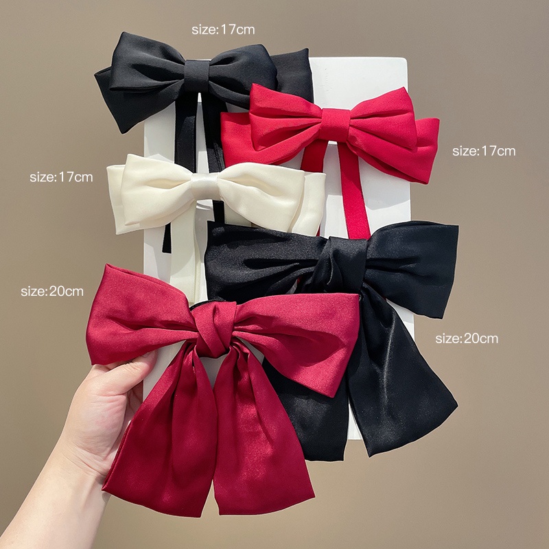 Bộ 2 Kẹp Tóc Hình Nơ Lớn Bằng Lụa Thời Trang Cho Nữ