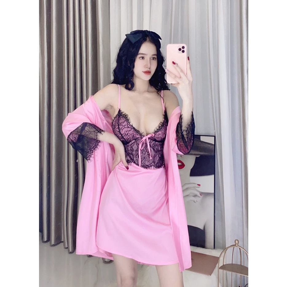 Đầm Ngủ Nữ 2 dây Sexy lụa satin - latin Siêu Mát ĐN103
