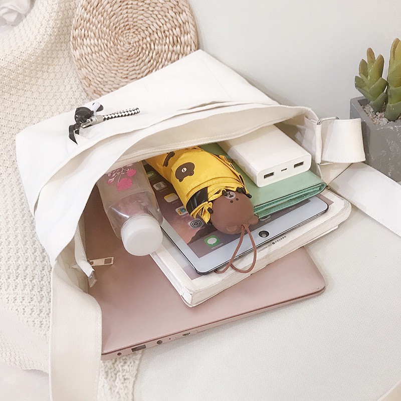 Túi tote đeo chéo đeo vai đi học vải canvas nữ CHEN túi vải a4 đựng laptop sách vở ulzzang tặng kèm sticker TX34