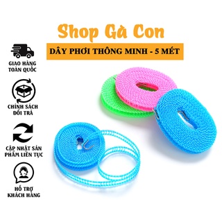 Dây Phơi Đồ Thông Minh - Dây Phơi Quần Áo Không Cần Kẹp Dài 5 Mét