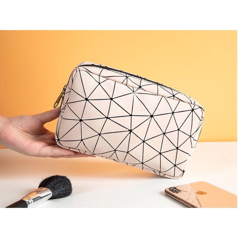 Túi đựng mỹ phẩm hoa văn kim cương túi đựng đồ du lịch bằng da PU không thấm nước hàng Quảng Châu 2022