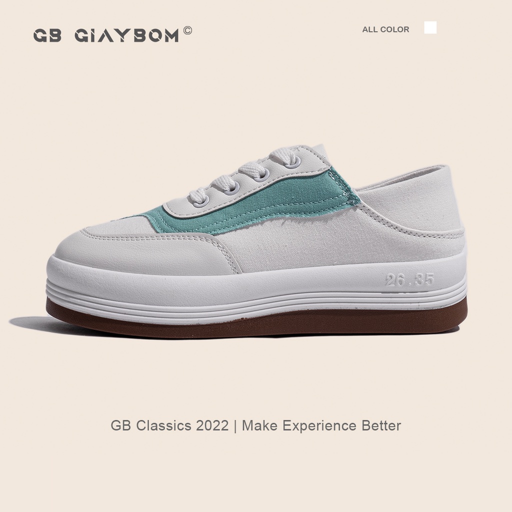 Giày Sneaker Nữ Đạp Gót Giày BOM Thể Thao Đế Cao Êm Vải Canvas Màu Trắng Chân Thích Hợp Đi Làm, Học, Chơi giayBOM B1623