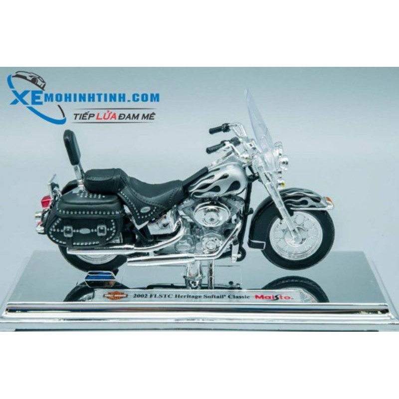 Xe Mô Hình Harley Davidson Flstc Heritage Softail Classic 1:18 Maisto (Đen)