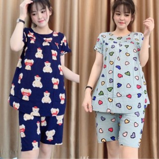 Bộ bầu lanh lụa lửng cộc tay, mát, có chun chỉnh bụng cho mẹ 45-85kg