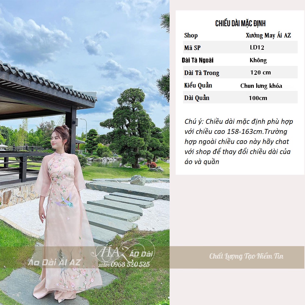 Áo Dài Cách Tân Nữ Họa Tiết Tay Lỡ LD12