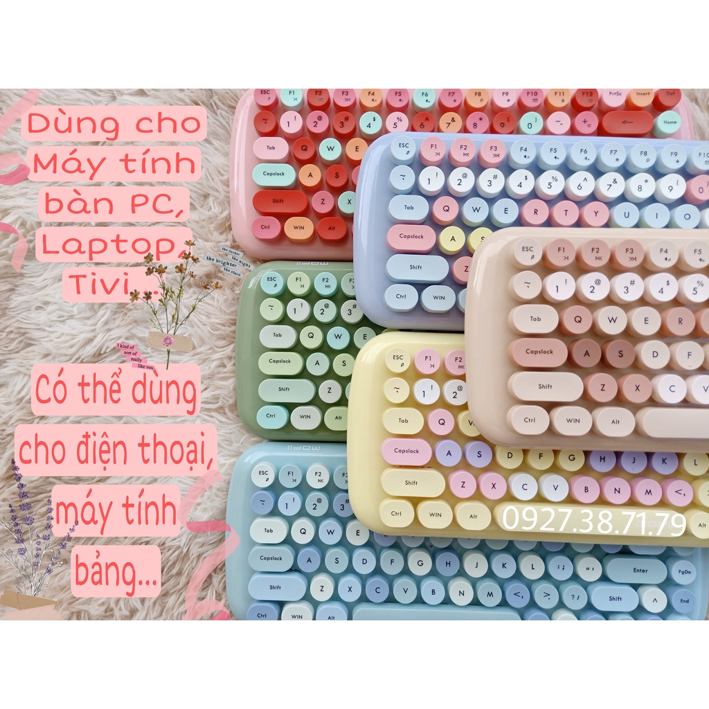 BỘ COMBO BÀN PHÍM GIẢ CƠ VÀ CHUỘT KHÔNG DÂY MOFII CANDY S - Dùg cho Máy tính bàn, Laptop, Tivi, Điện thoại, iPad, iPhone