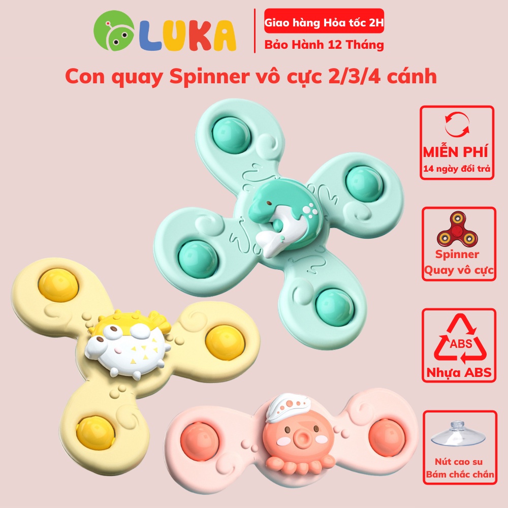 Đồ chơi trẻ em con quay vô cực spinner LUKA 2/3/4 cánh chong chóng cho bé có nút gắn tường