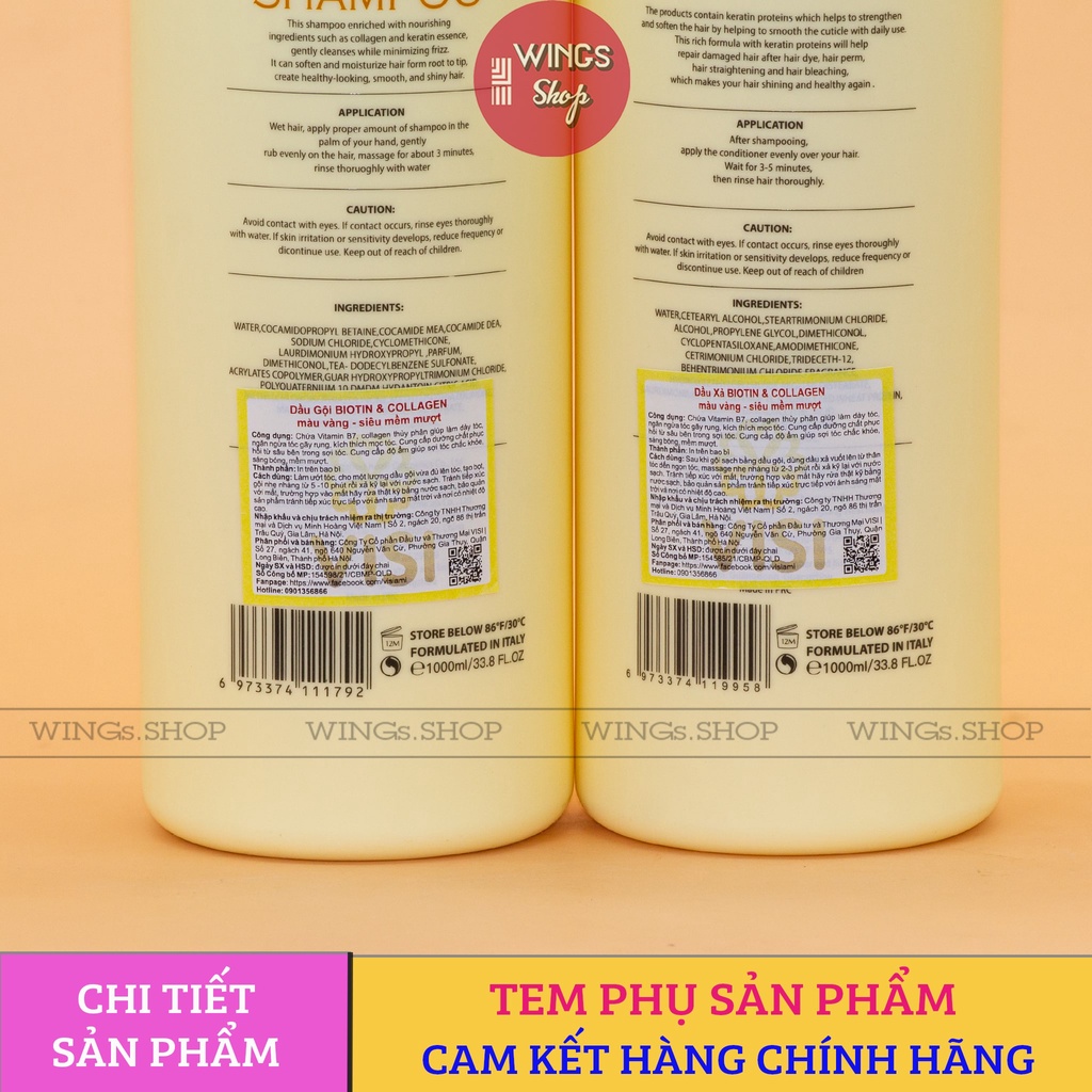 Cặp Dầu Gội Xả Biotin Collagen Voudioty 500ml-1000ml | Ngăn Ngừa Rụng Tóc, Giảm Gàu, Kiềm Dầu, Phục Hồi Tóc Khô Xơ