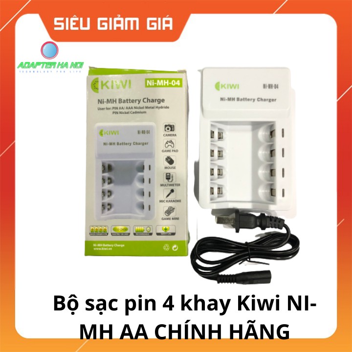 Bộ sạc pin 4 khay Kiwi NI-MH AA CHÍNH HÃNG