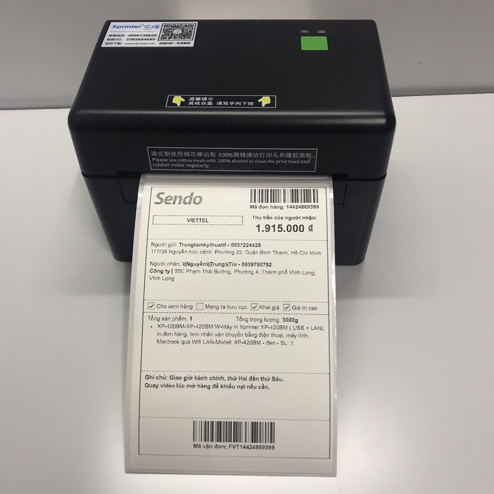 Máy in Xprinter XP- DT108B in phiếu giao hàng tem vận chuyển bằng công nghệ in nhiệt không cần dùng mực ( tùy chọn)