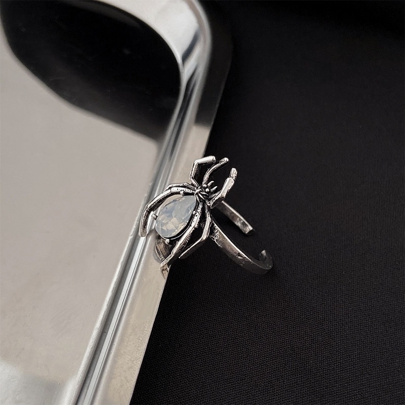 Nhẫn Hở Hình Nhện Đính Đá Zircon Phong Cách Punk Sáng Tạo Thời Trang Cho Nam Và Nữ