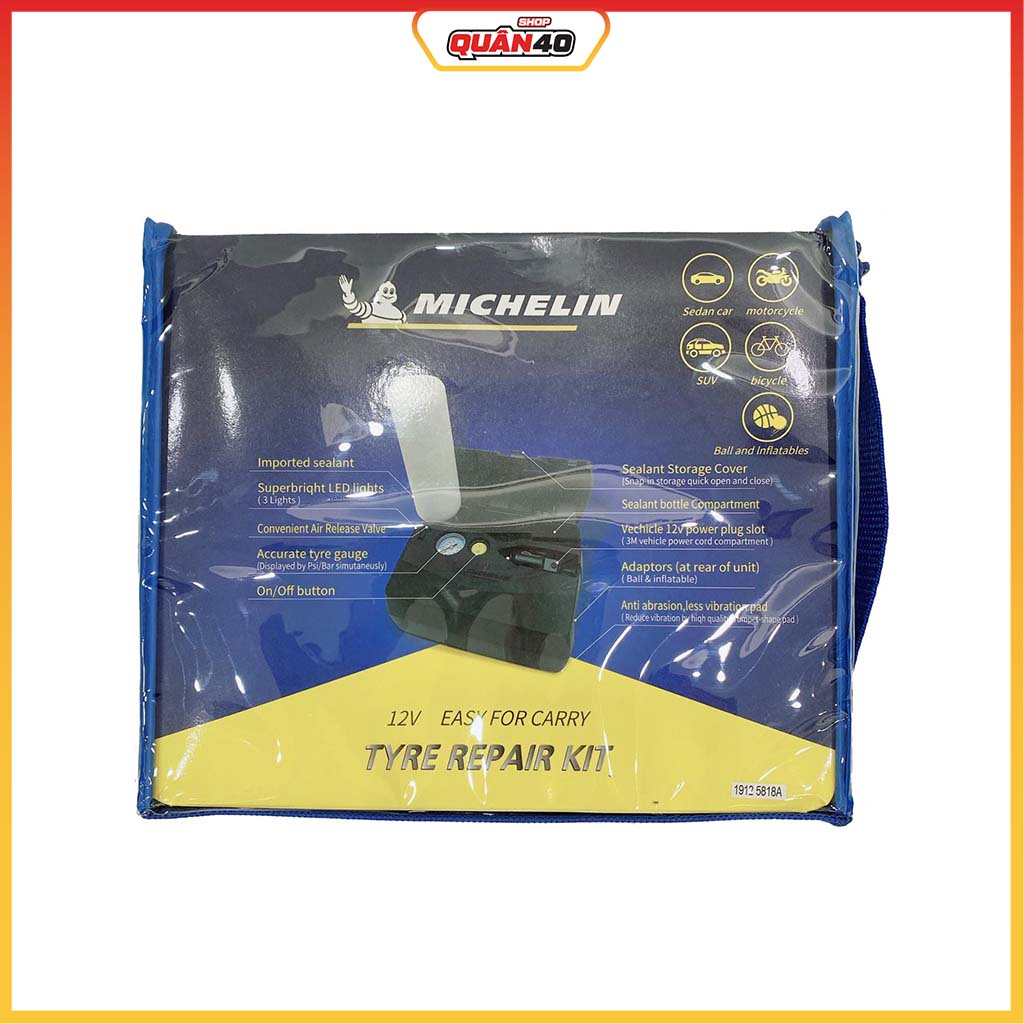 Bơm Kèm Vá Khẩn Cấp Tự Động Lốp Ôtô Michelin 5818 - Hàng Chính Hãng