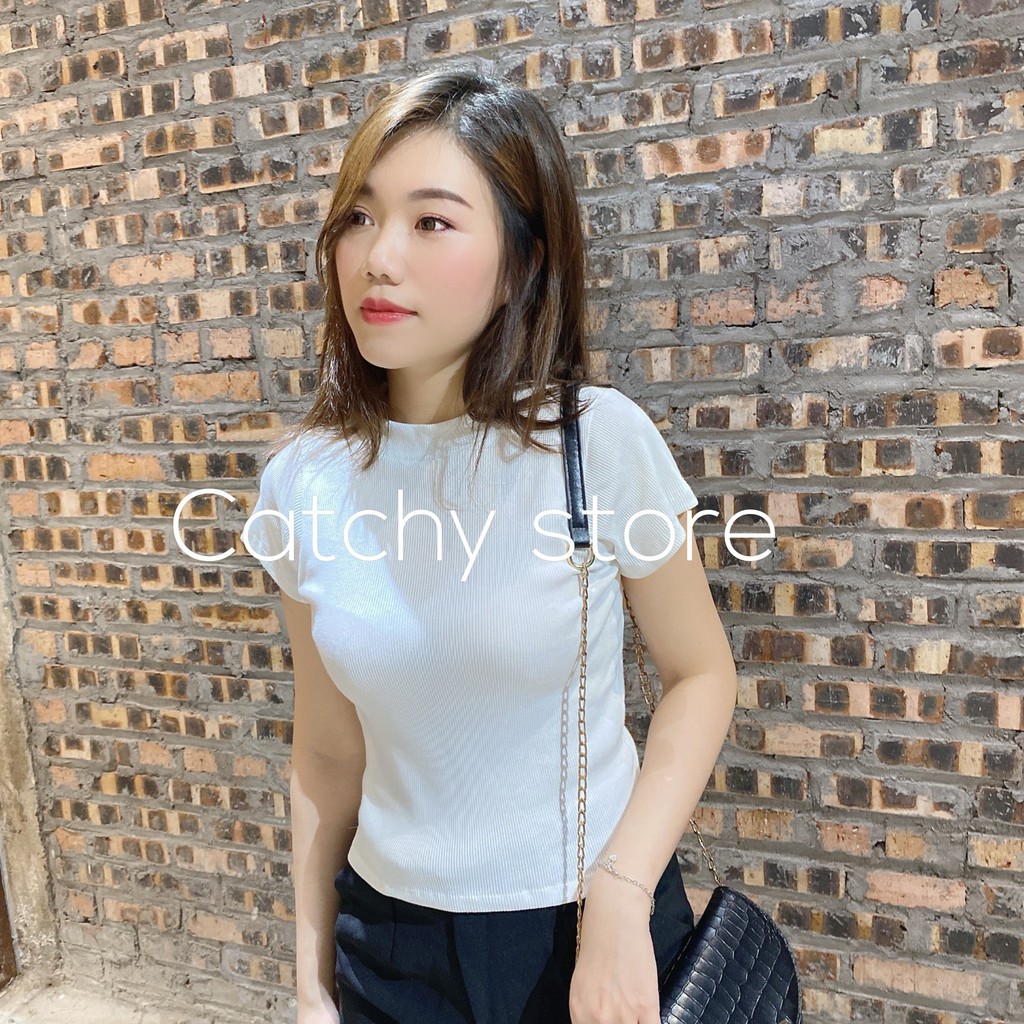 Áo Croptop Nữ Cổ 3 Phân - Áo Ngắn Trơn Nữ Cộc Tay