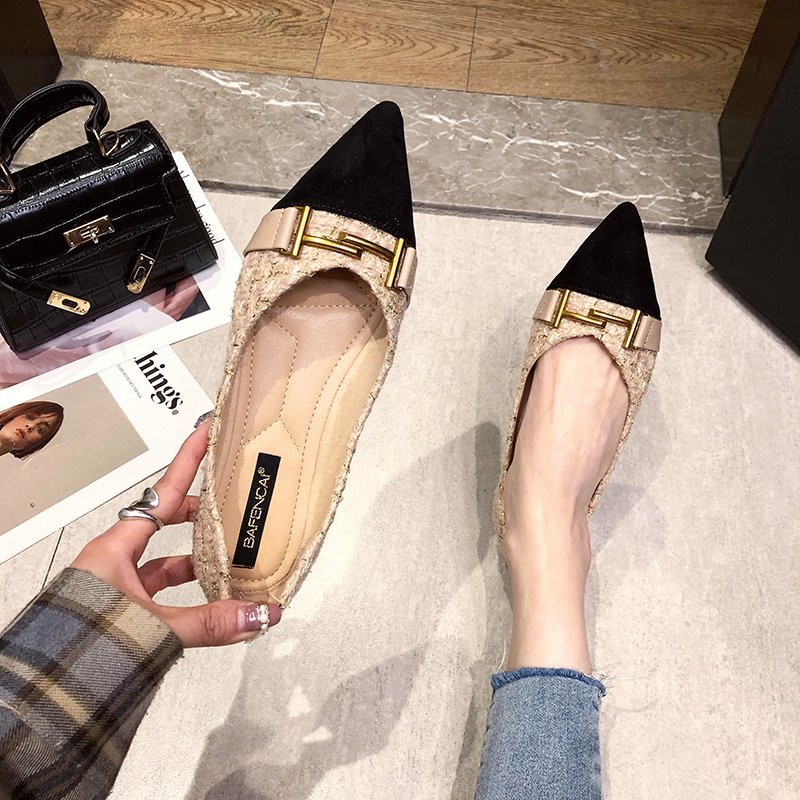 Giày Búp Bê Đế Mềm Phối Khóa Kim Loại Xinh Xắn Cho Nữ