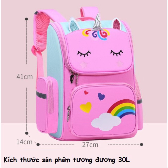 Balo dáng hộp Ngựa Pony CHỐNG GÙ LƯNG - SIÊU NHẸ  dành cho bé gái chất liệu chống thấm nước, siêu nhẹ BTE9