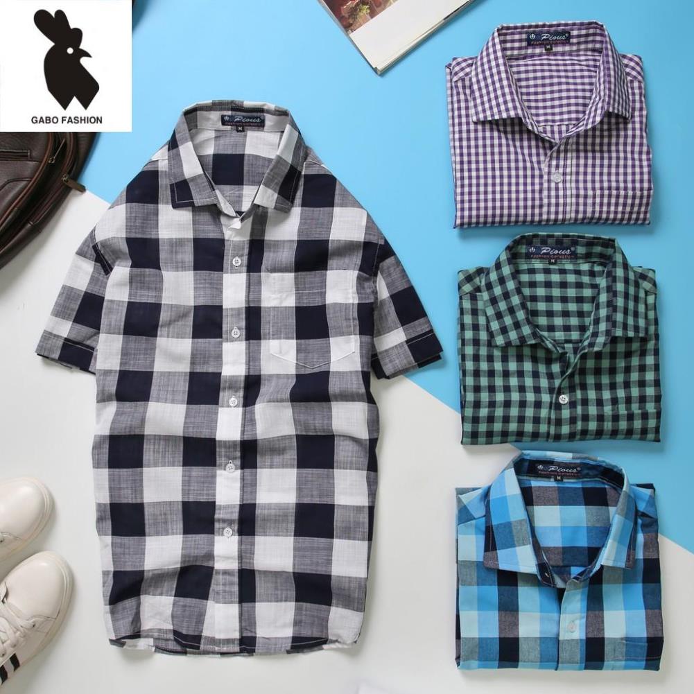 Áo sơ mi nam caro cao cấp ngắn tay GaboFashion HAHANT601
