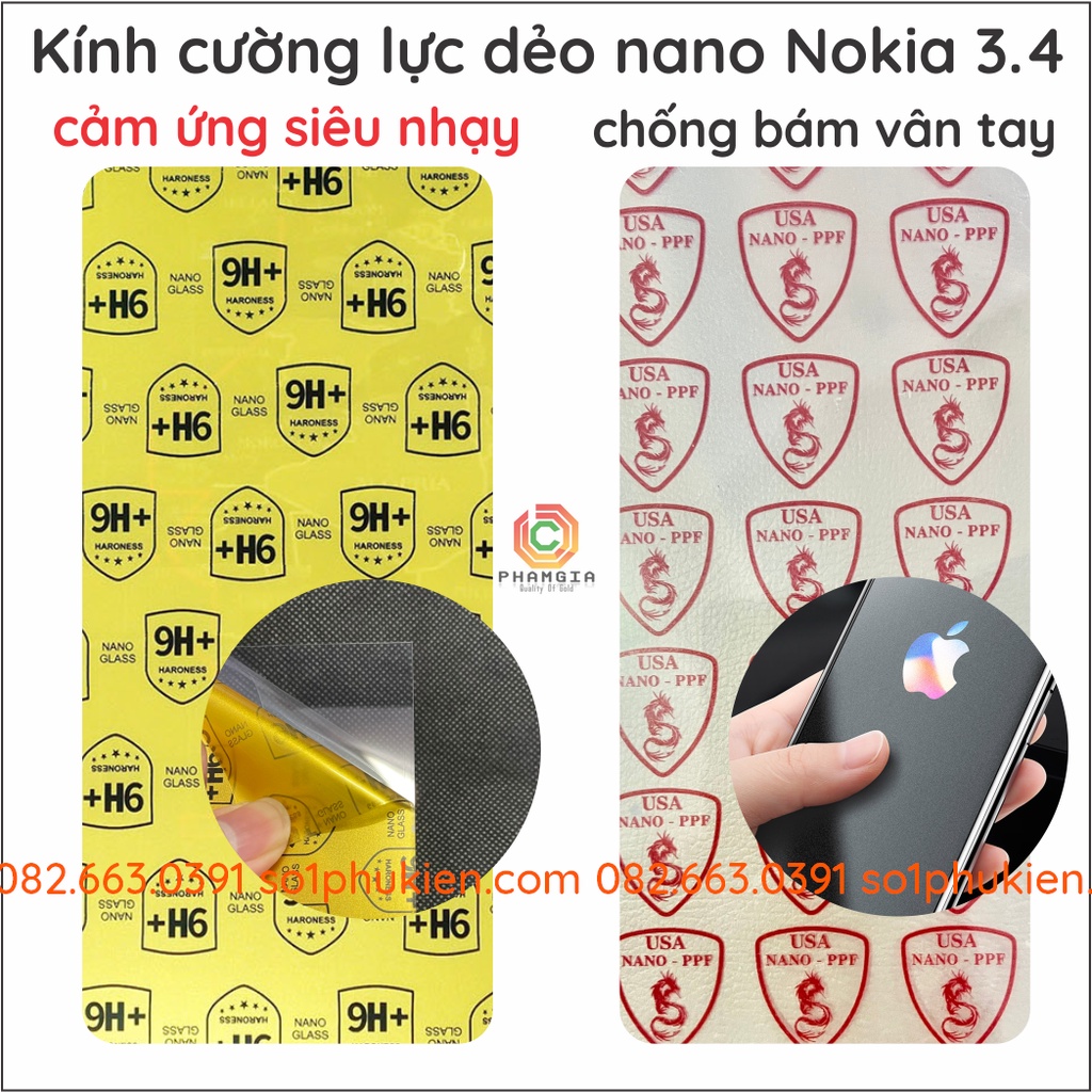 Dán cường lực Nokia 3.4 nano dẻo và dán ppf loại trong, nhám siêu bền