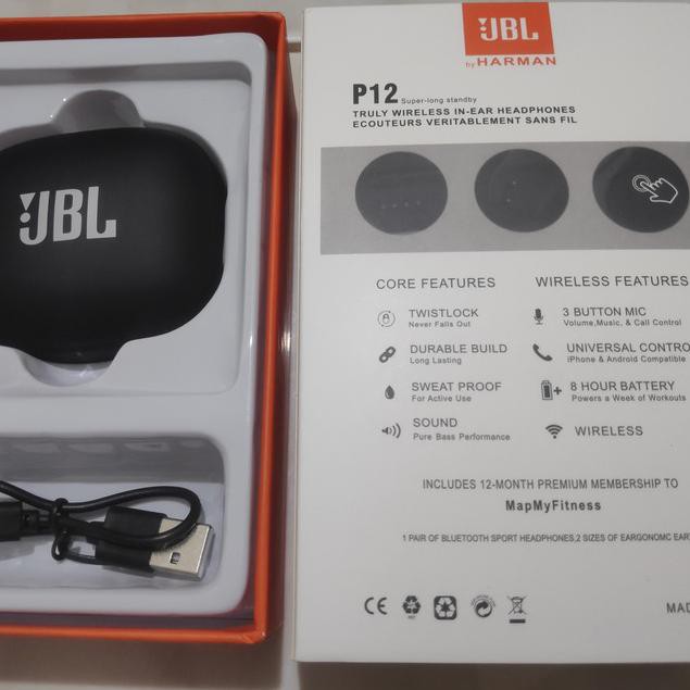 Tai Nghe Bluetooth Không Dây I8 Jbl Tws P12 Đen