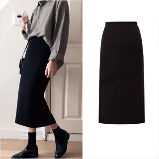 [order] Chân váy đen dài xẻ sau, chất co giãn