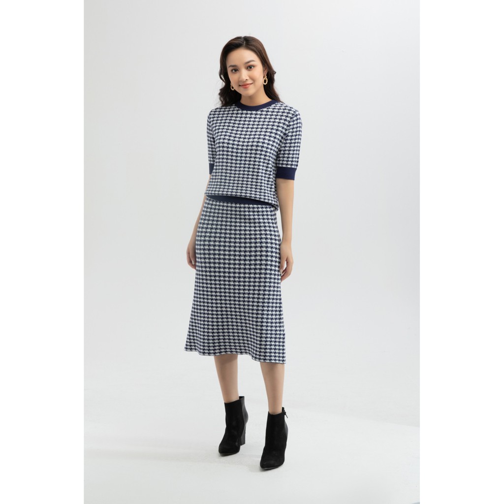 Chân váy len kẻ dáng chữ A IVY moda MS 30B7958
