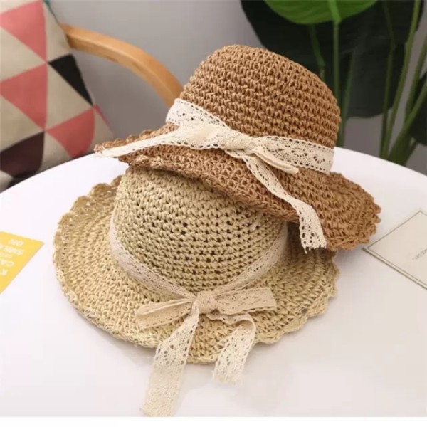 Mũ Cói Mềm Móc Tay Ren Mẹ Và Bé