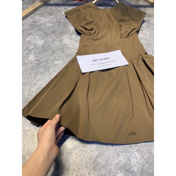 Váy kaki chiết eo 2 màu dễ mặc