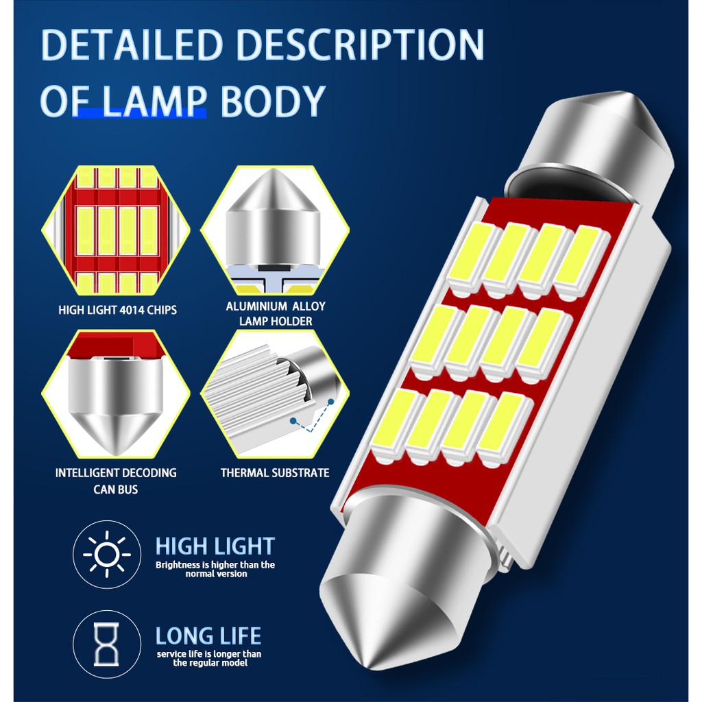 LYMOYO Bóng Đèn Led C5W 31mm 36mm 39mm 41mm 4014 12 Led 10smd