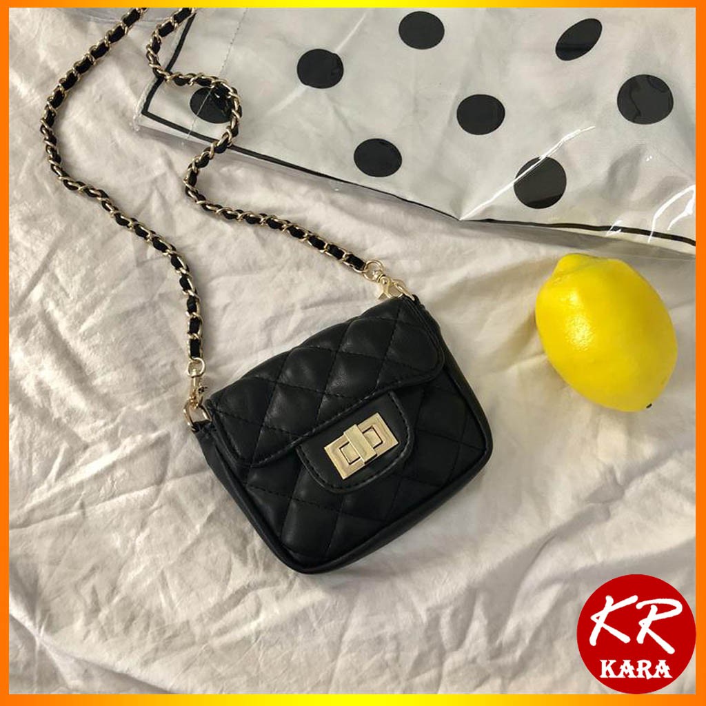 (HOT) Túi Xách Mini Đeo Chéo Trần Trám Nữ KR 345- Da PU cao cấp, dây đeo chéo, 2 Size 19 và 12- KARA 345