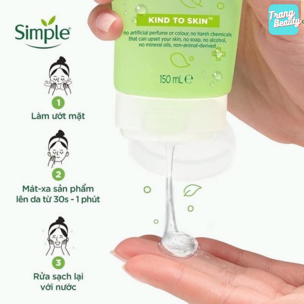Sữa Rửa Mặt Simple Gel Kind To Skin Refreshing Facial Wash Gel 150ml