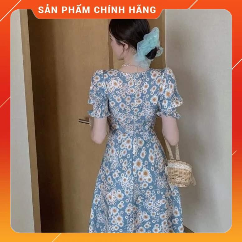 Váy hoa nhí vintage xẻ chân, Vayhoacucxanh MSP22465