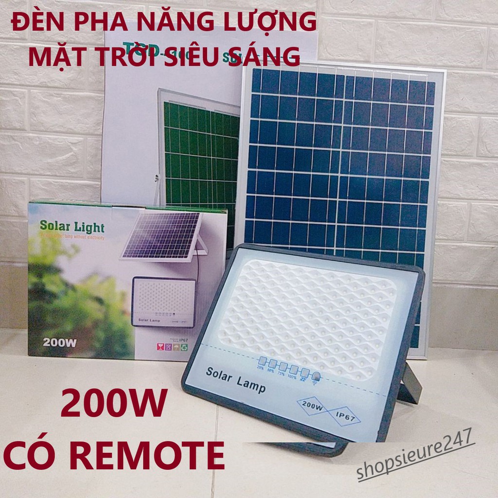 (giá rẻ bật ngờ) (CÓ REMOTE) ĐÈN PHA NĂNG LƯỢNG MẶT TRỜI THÂN NHÔM - TẤM PIN RỜI - CHUẨN CHỐNG NƯỚC 50W / 100W / 200W