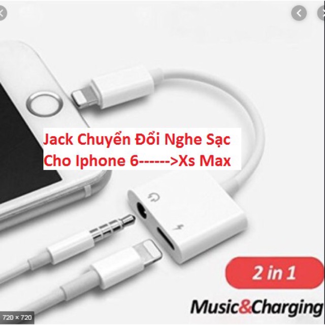 Cáp Chuyển Đổi Iphone 2 Trong 1 Vừa Sạc Vừa Cắm Tai Nghe Cổng Lightning Và Jack 3.5 Dành Cho Iphone