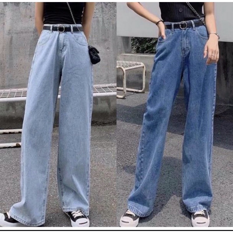 Quần Baggy Jean Nữ Lưng Cao Trơn 3 Màu Size Đại 40kg Đến 80kg Quần Baggy Bigsize Hàng VNXK MS105 | BigBuy360 - bigbuy360.vn