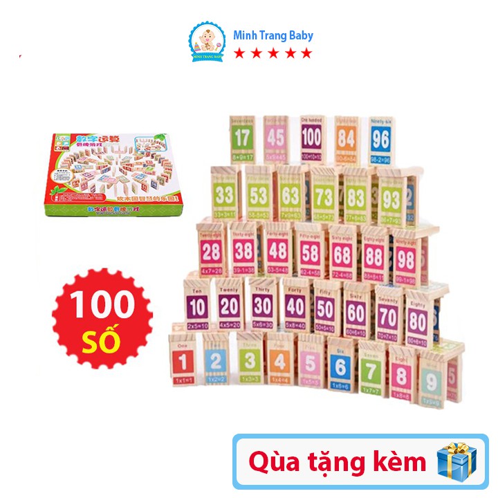 Đồ Chơi Domino Số Học 100 Chi Tiết Bằng Gỗ Cho Bé