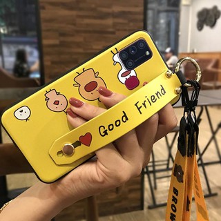 Ốp điện thoại mềm chống bụi có dây đeo thiết kế dễ thương cho Samsung Galaxy A21S/SM-A217F