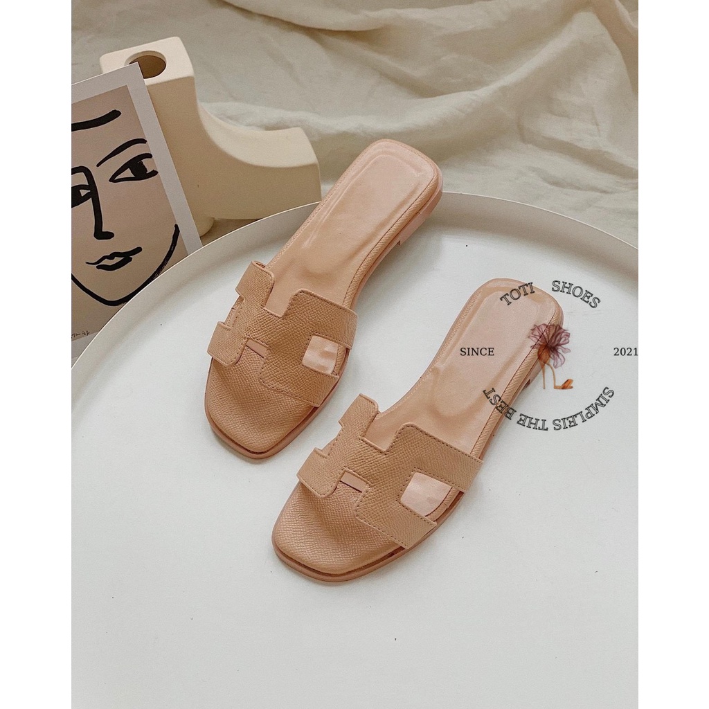 DÉP NỮ TOTIIE SHOES - DÉP THỜI TRANG QUAI NGANG DA XỊN CAO CẤP CHỮ H ĐẾ BỆT D1906600