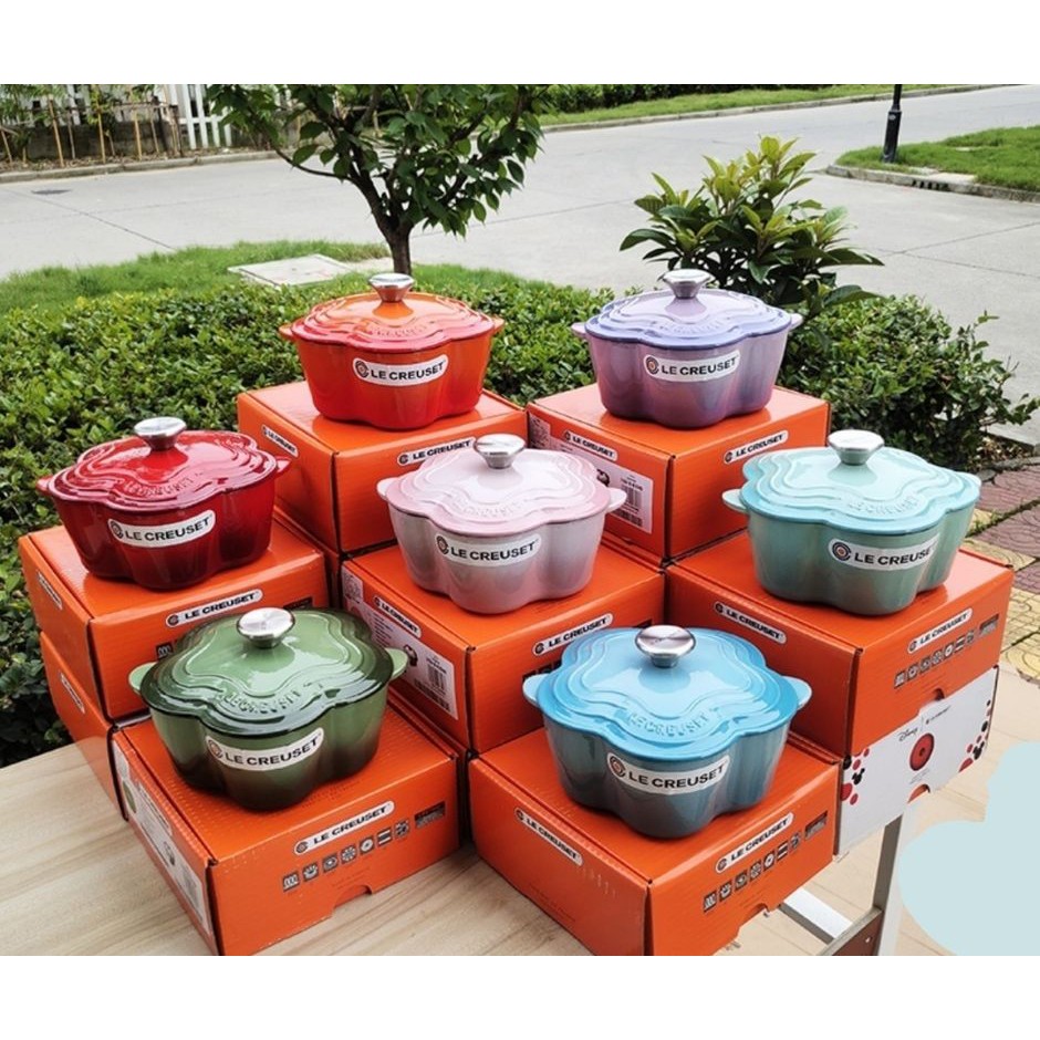 Nồi Le Creuset - Pháp \Đường kính 21cm Nồi gang tráng men cao cấp, nồi hình hoa