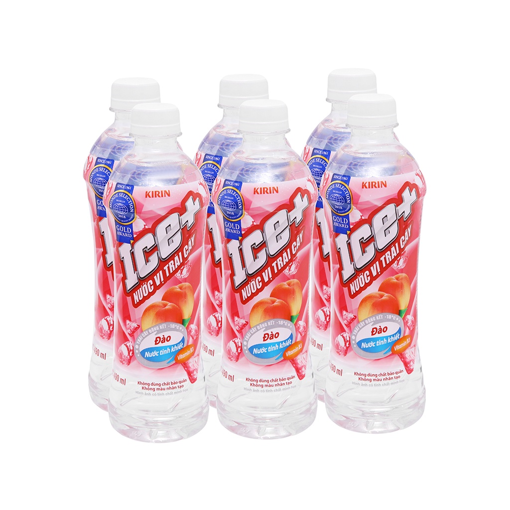 Lốc  Chai Nước Uống Vị Trái Cây Ice Đào Chai Nhựa 490ml Date Luôn Mới