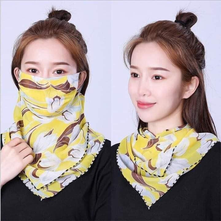Khẩu trang VOAN DÀI 2 lớp che cổ siêu xinh, che bụi, nắng không gây bí
