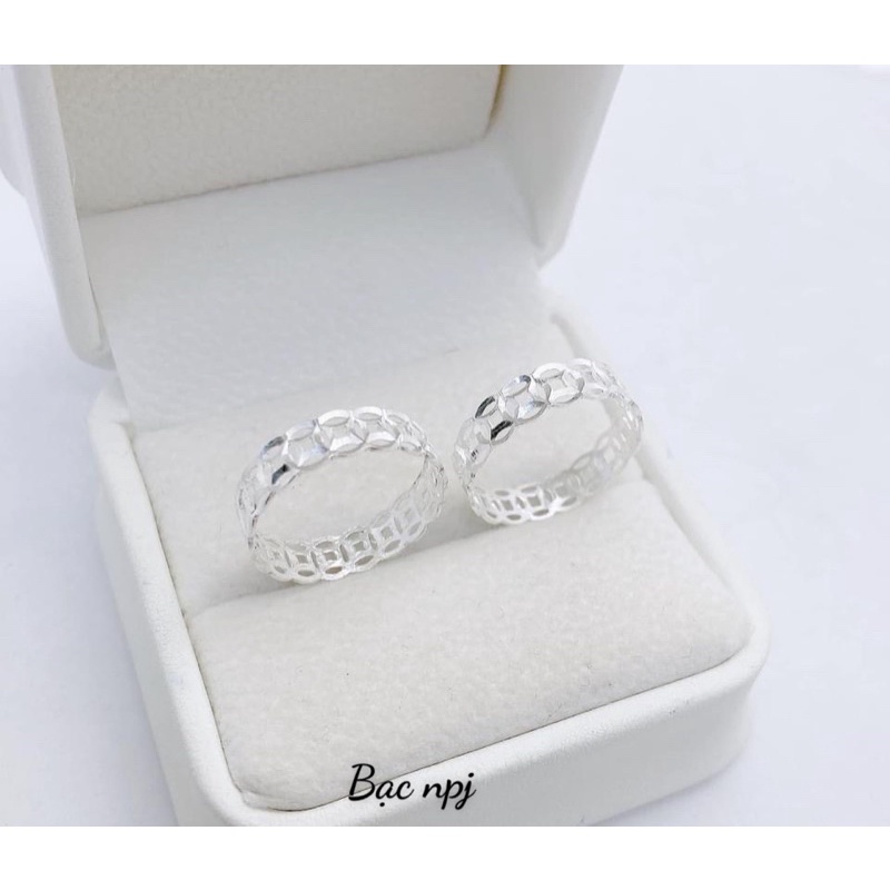 Nhẫn Kim Tiền trơn BNP bạc ta , đơn giản dễ đeo