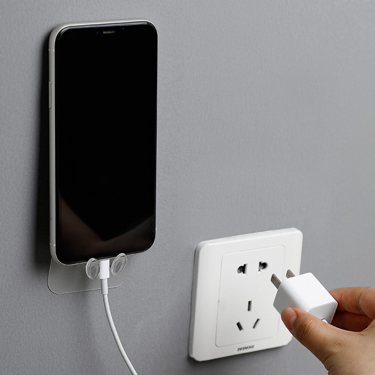 Móc treo phích cắm dây điện, đỡ điện thoại khi sạc - Móc treo dây điện dán tường treo phích cắm trong suốt.