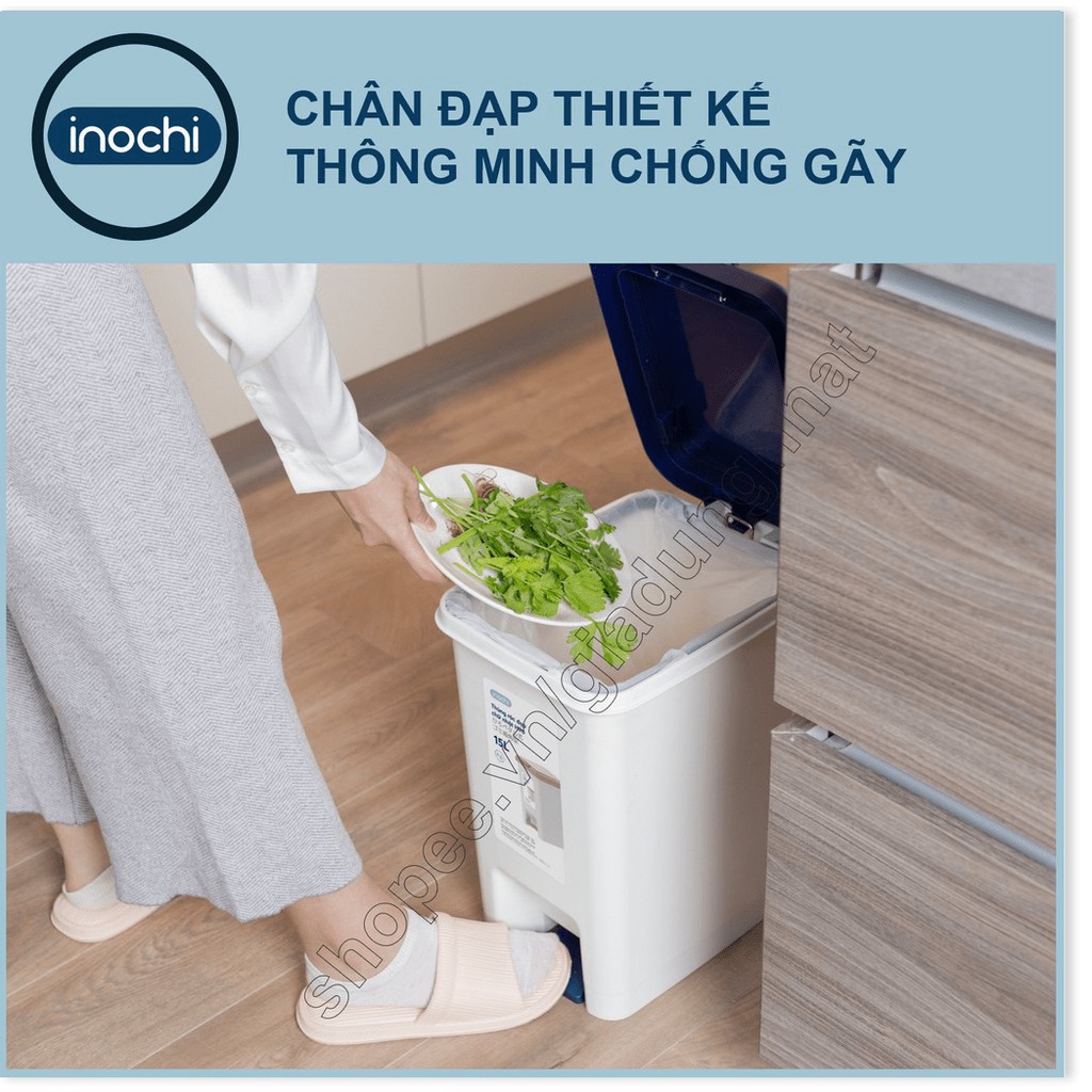 Thùng Rác Nhựa Đạp Chân Nắp Đậy Chữ Nhật Inochi 30 Lít Làm Sọt Rác Văn Phòng,Đựng Rác Gia Đình, Trong Nhà, Ngoài Trời