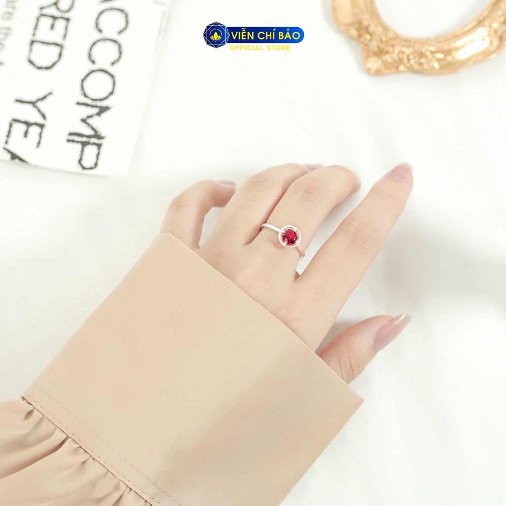 Nhẫn bạc nữ đá tròn nhiều màu chất liệu bạc 925 thời trang phụ kiện trang sức Viễn Chí Bảo N400759