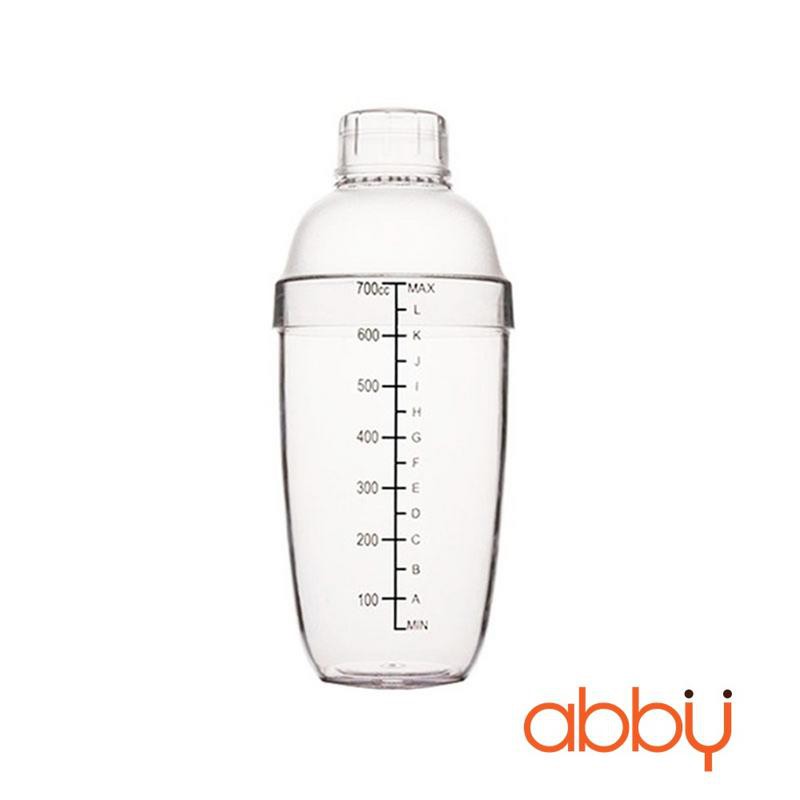 Bình lắc pha chế nhựa Cocktail Shaker 700ml có vạch đen