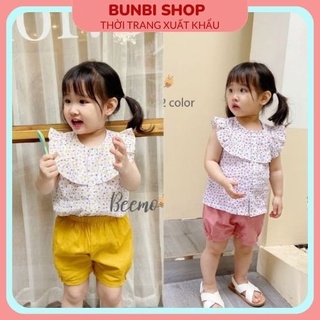 Sét đồ bộ quần áo cộc tay thô mềm cho bé gái,bộ thô Beemo hoa nhí yếm bèo siêu đẹp hàng việt nam xuất khẩu chuẩn