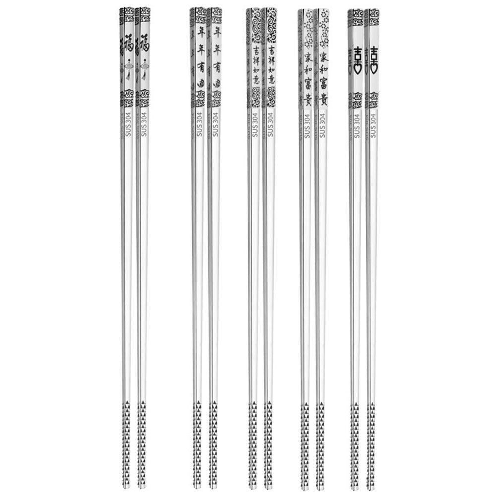 YIYU 1 Đôi Đũa Kim Loại Chống Trượt Màu Bạc