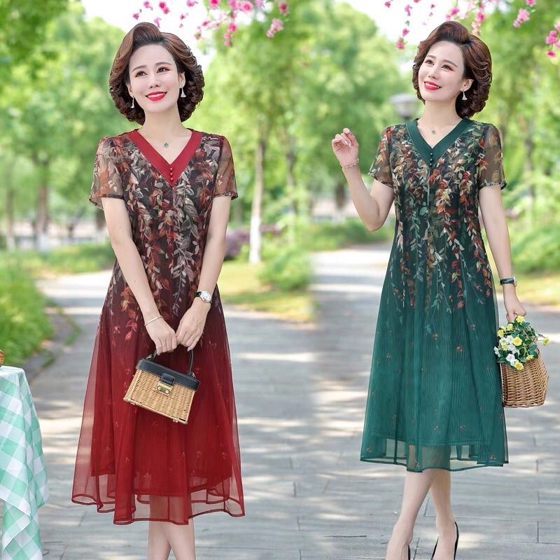 Đầm trung niên cho mẹ, đầm trung tuổi cao cấp 2022
