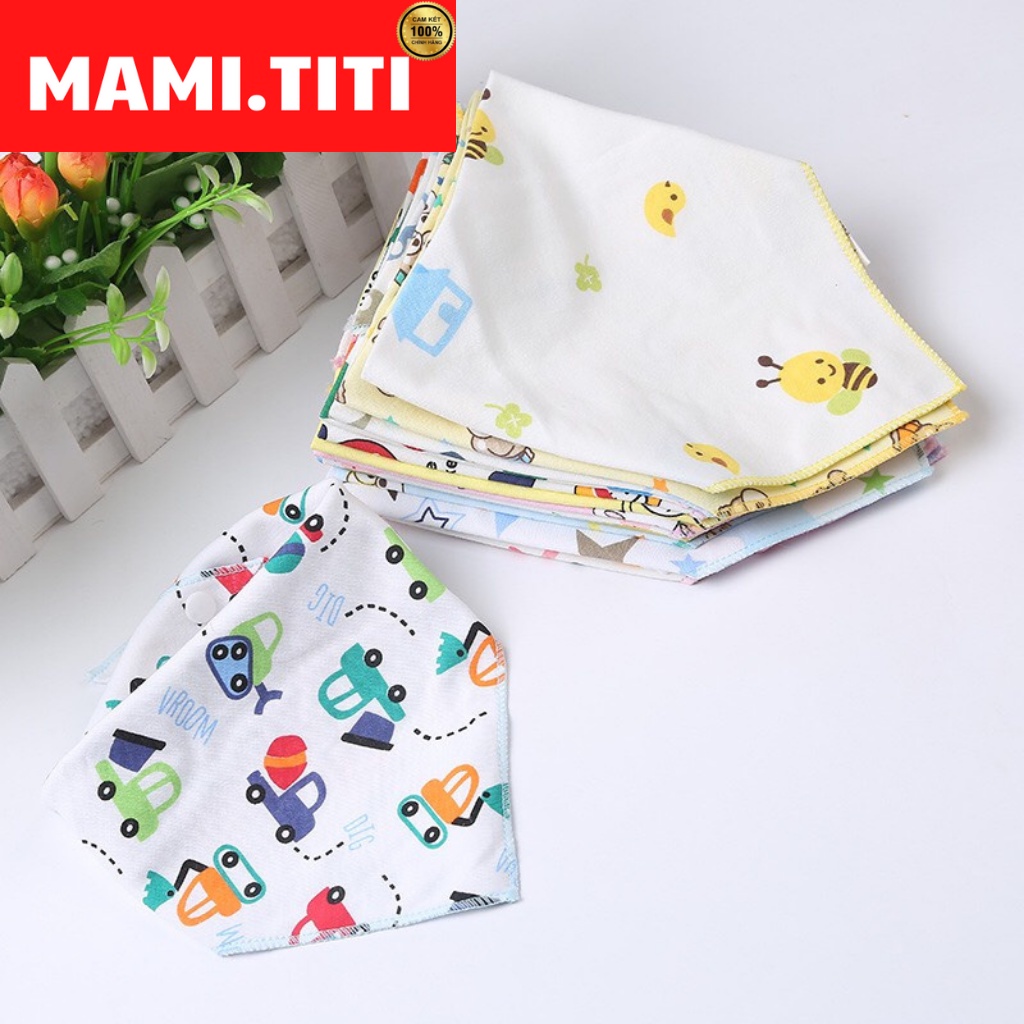 yếm ăn dặm cho bé, yếm tam giác cúc bấm in nhiều hình ngộ nghĩnh đang yêu - MAMI.ITIT