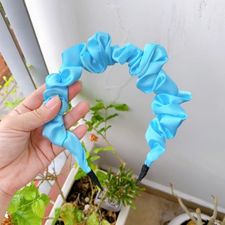 Cài tóc vải scrunchies màu trơn lụa bóng